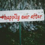 Forbidden Sign - gray and red happily ever after wooden signage