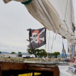 Pirate Flag - white sail boat on body of water during daytime