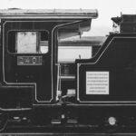 Vintage Train - grayscale photo of charcoal train