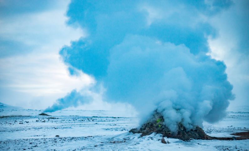 Steam Geyser - landscape photography of rock bursting smoke